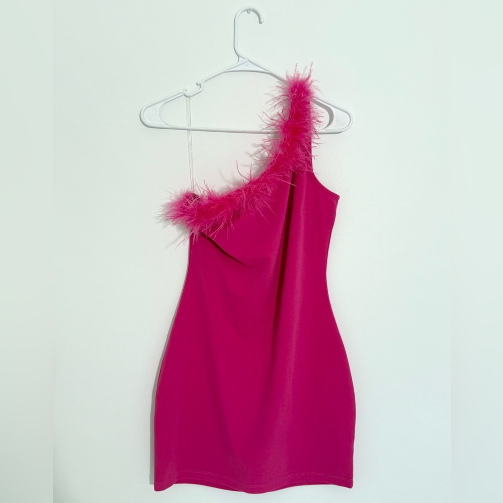 Pink One-Shoulder Dress